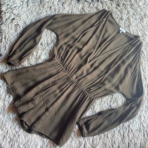 Sexy Deep V Olive Romper S